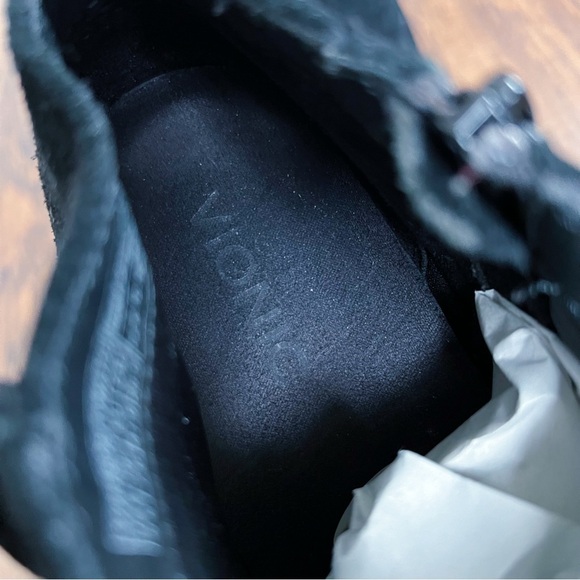 Vionic • Faros Fringed Bootie ankle boot black suede heeled studded orthotic - Picture 7 of 13